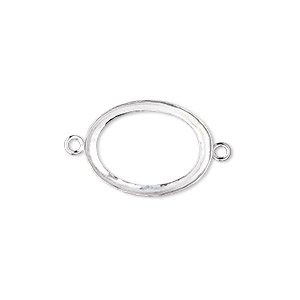 Link, fine silver, 19x14mm open-back oval with 18x13mm oval bezel cup setting. Sold individually.