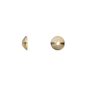 Bead cap, gold-plated steel, 7x2mm cone, fits 8-10mm bead. Sold per 6-1 ...