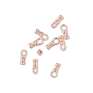 Crimp end, JBB Findings, copper-plated brass, 4x2.5mm tube with loop, 1.2mm inside diameter. Sold per pkg of 10.