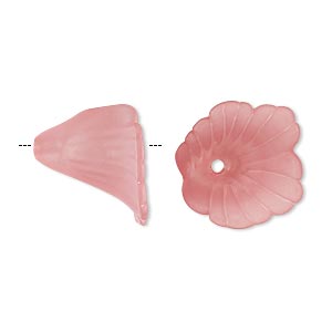 Component, acrylic, translucent frosted pink, 18x17mm flower. Sold per pkg of 50.
