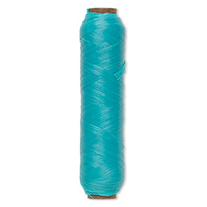 Cord, sinew (dyed / imitation), turquoise blue, 3mm diameter, 70-pound test. Sold per 20-yard spool.