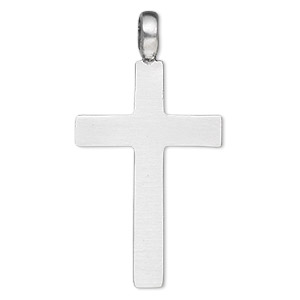 Pendant, Powerful Pewter Pendants, pewter (tin-based alloy), 61x34mm double-sided plain cross. Sold individually.