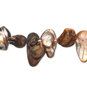 Pearl, cultured freshwater (dyed), antique bronze, 12x8mm-22x12mm top-drilled baroque, D- grade, Mohs hardness 2-1/2 to 4. Sold per 15-inch strand.