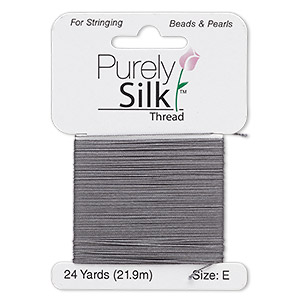 Thread, Purely Silk™, 3-ply, dark grey, size FFF. Sold per ...
