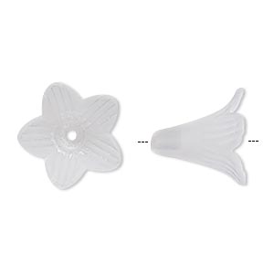 Component, acrylic, frosted clear, 22x22mm flower. Sold per pkg of 25.