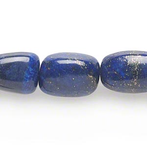 Bead, lapis lazuli (dyed), blue, small to medium nugget, Mohs hardness 5 to 6. Sold per 15-inch strand.
