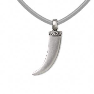 Pendant, pewter (tin-based alloy), 54x29mm double-sided tooth. Sold ...