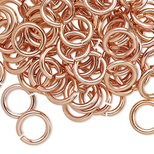 Jump ring, anodized aluminum, copper, 10mm round, 6.8mm inside diameter, 14 gauge. Sold per pkg of 100.