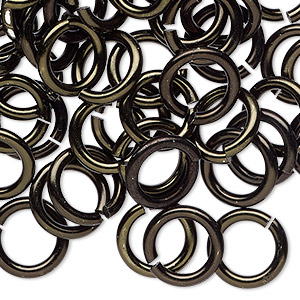 Jump ring, anodized aluminum, black, 12mm round, 7.9mm inside diameter, 12 gauge. Sold per pkg of 100.
