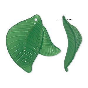 Focal, acrylic, frosted green, 35x32mm leaves. Sold per pkg of 25.