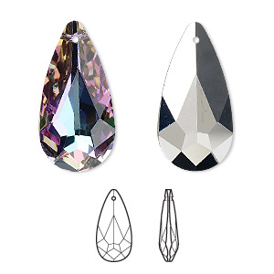 Drop, Crystal Passions&reg;, crystal vitrail light, 24x12mm faceted teardrop pendant (6100). Sold individually.