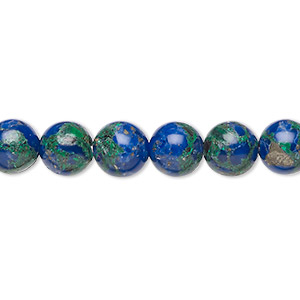 Bead, azurite-malachite (assembled), 8mm round. Sold per 15-1/2&quot; to 16&quot; strand.