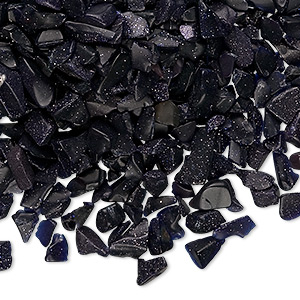 Inlay chip, blue goldstone (glass) (man-made), mini undrilled chip. Sold per 50-gram pkg, approximately 850-1,100 pieces.