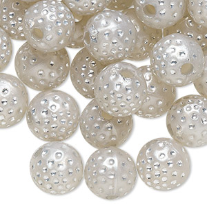 White, Cream & Gold Pearl Plastic Mix Craft Beads by Bead Landing