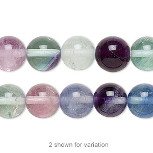 Bead, rainbow fluorite (natural), 10mm round, A grade, Mohs hardness 4. Sold per 15-1/2&quot; to 16&quot; strand.