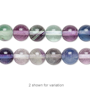 Natural Fluorite 10mm Round Pastel Purple Green Beads 16" Strand 