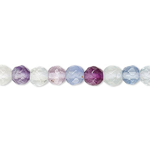 Bead, rainbow fluorite (natural), 6mm faceted round, A grade, Mohs hardness 4. Sold per 15-1/2&quot; to 16&quot; strand.