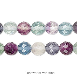 Bead, rainbow fluorite (natural), 8mm faceted round, A grade, Mohs hardness 4. Sold per 15-1/2&quot; to 16&quot; strand.