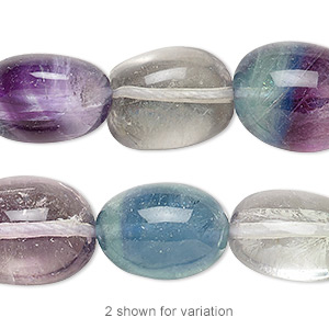 Bead, rainbow fluorite (natural), medium tumbled nugget, Mohs hardness 4. Sold per 15-1/2&quot; to 16&quot; strand.