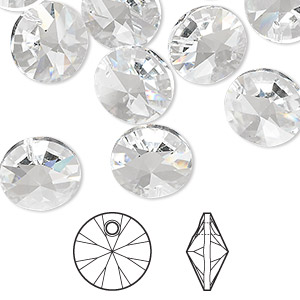Drop, Crystal Passions&reg;, crystal clear, 12mm mini disk pendant (6428). Sold per pkg of 12.