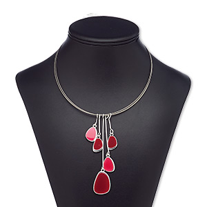 Necklace, epoxy with silver-plated steel and 