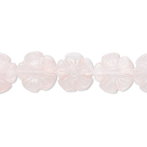 Bead, rose quartz (natural), 12x12mm carved flower, B grade, Mohs hardness 7. Sold per 15-1/2&quot; to 16&quot; strand.