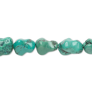 Bead, turquoise (dyed / stabilized), 11x8mm-14x9mm dog bone, B grade, Mohs hardness 5 to 6. Sold per 15&quot; to 16&quot; strand.