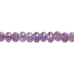 Bead, amethyst (natural), 5x4mm-6x5mm faceted rondelle, B grade, Mohs hardness 7. Sold per 15-1/2&quot; to 16&quot; strand.