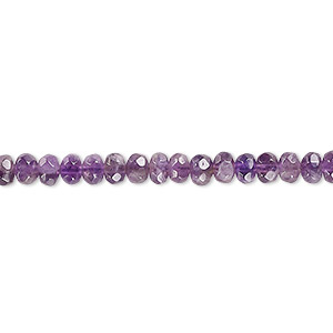 Bead, amethyst (natural), medium to dark, 3x2mm-4x3mm faceted rondelle, B grade, Mohs hardness 7. Sold per 15-1/2&quot; to 16&quot; strand.