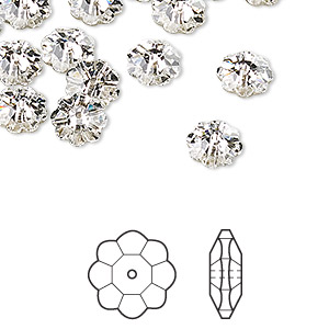 Bead, Crystal Passions&reg;, crystal clear, foil back, 8x3mm faceted margarita flower (3700). Sold per pkg of 12.