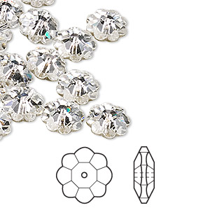 Bead, Crystal Passions&reg;, crystal clear, foil back, 10x3.5mm faceted margarita flower (3700). Sold per pkg of 12.