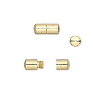 Clasp, barrel, gold-finished brass, 12x5mm smooth round tube. Sold per pkg of 20.