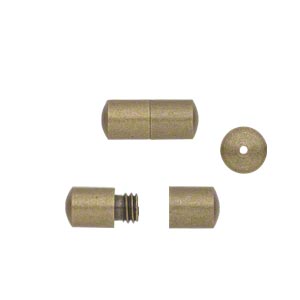 Clasp, barrel, antique gold-finished brass, 12x5mm smooth round tube. Sold per pkg of 20.