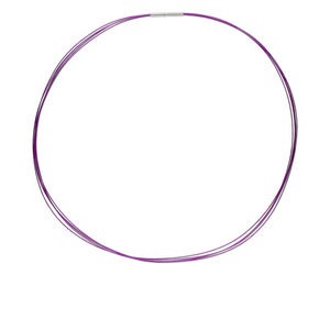 Necklace, plastic coated stainless steel, purple, 5-strand choker-style, 18-inches. Sold individually.