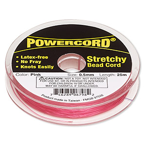 Cord, Powercord&reg;, elastic, pink, 0.5mm, 4-pound test. Sold per 25-meter spool.