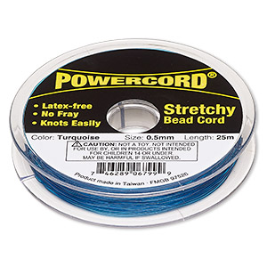 Cord, Powercord&reg;, elastic, turquoise, 0.5mm, 4-pound test. Sold per 25-meter spool.