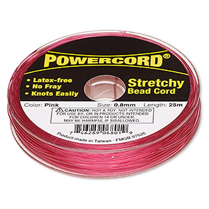 Cord, Powercord&reg;, elastic, pink, 0.8mm, 8.5-pound test. Sold per 25-meter spool.
