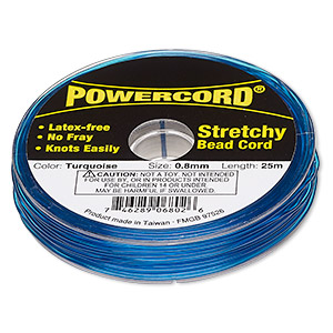 Cord, Powercord&reg;, elastic, turquoise, 0.8mm, 8.5-pound test. Sold per 25-meter spool.