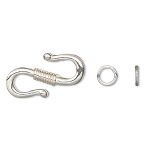 Clasp, S-hook, silver-finished &quot;pewter&quot; (zinc-based alloy), 23x14mm double-sided with rope wrap design and 6mm jump ring. Sold per pkg of 12.