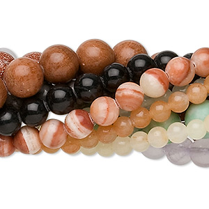 Bead, multi-gemstone (natural / dyed / manmade), 4-8mm round, C grade. Sold per pkg of (10) 15&quot; to 16&quot; strands.