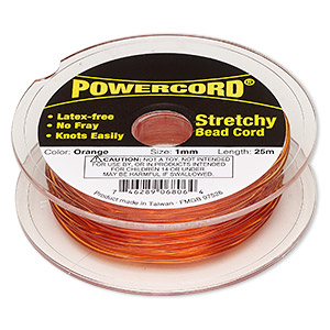 Cord, Powercord&reg;, elastic, orange, 1mm, 14-pound test. Sold per 25-meter spool.