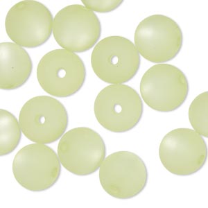 Bead, Cool Frost Resin Beads&#153;, resin, frosted matte light green, 10mm round. Sold per pkg of 16.