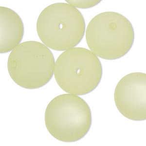 Bead, Cool Frost Resin Beads&#153;, resin, frosted matte light green, 14mm round. Sold per pkg of 8.