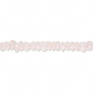 Bead, rose quartz (natural), light, 4x3mm-5x4mm hand-cut faceted rondelle, C grade, Mohs hardness 7. Sold per 13-inch strand.