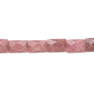 Bead, rhodonite (natural), 9x6mm faceted rectangle, B grade, Mohs hardness 5-1/2 to 6-1/2. Sold per 15-1/2&quot; to 16&quot; strand.