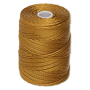Thread, C-Lon&reg;, nylon, gold, 0.5mm diameter. Sold per 92-yard spool.