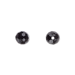 Bead, acrylic, opaque black, 8mm faceted round. Sold per 100-gram pkg, approximately 350 beads.