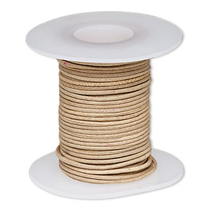 Cord, leather (natural), 0.5-0.8mm round. Sold per 5-yard spool.