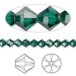 Bead, Crystal Passions&reg;, emerald, 5mm bicone (5328). Sold per pkg of 24.