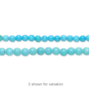 Bead, magnesite (dyed / stabilized), blue, 3mm round, B grade, Mohs hardness 3-1/2 to 4. Sold per 15-1/2&quot; to 16&quot; strand.